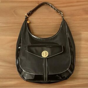 Sharp Isaac Mizrahi Polyester/PVC Shine Gold Hardware Bag!